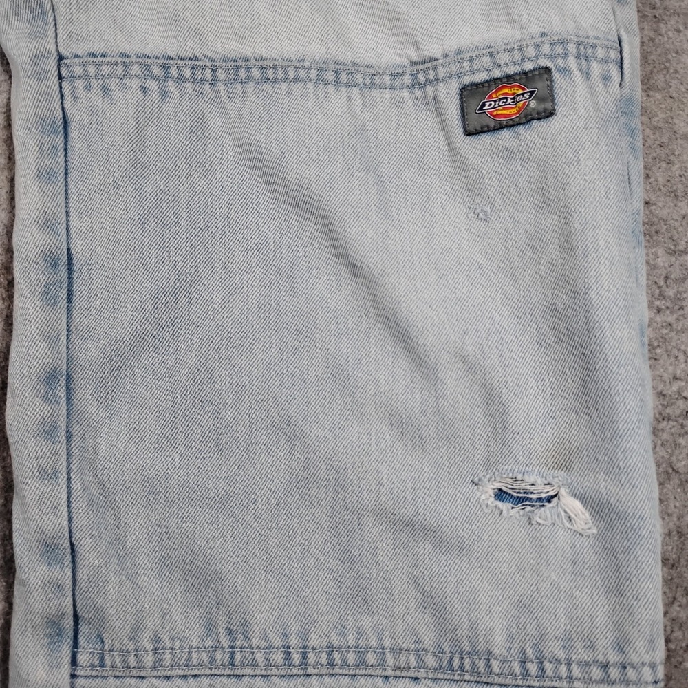 Dickies Double Knee Denim Jeans Mens 32x30 Light Wash Blue Skate Distressed Work - Picture 4 of 16